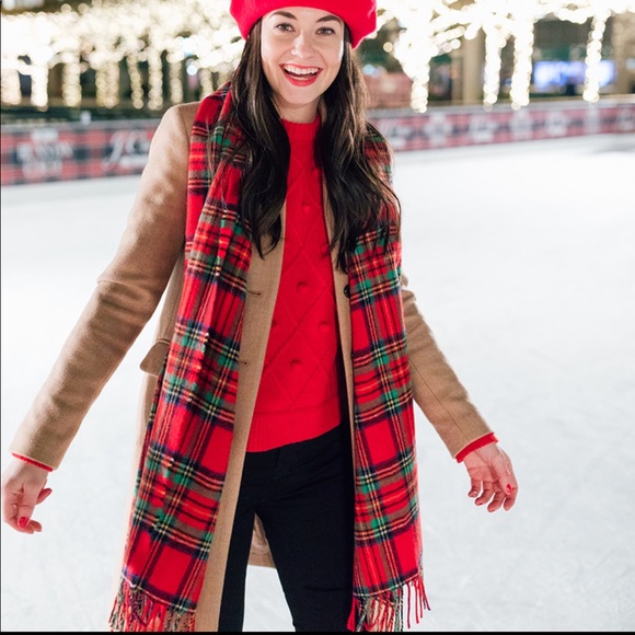 J. Crew Accessories - J.Crew Red Tartan Plaid Blanket Scarf